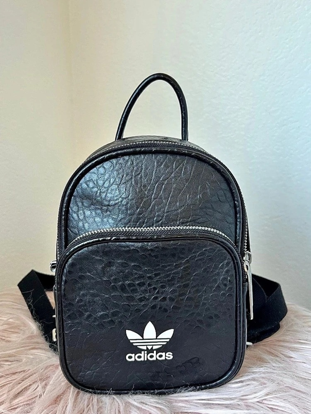 Adidas Classic Mini Faux Leather Backpack Black
